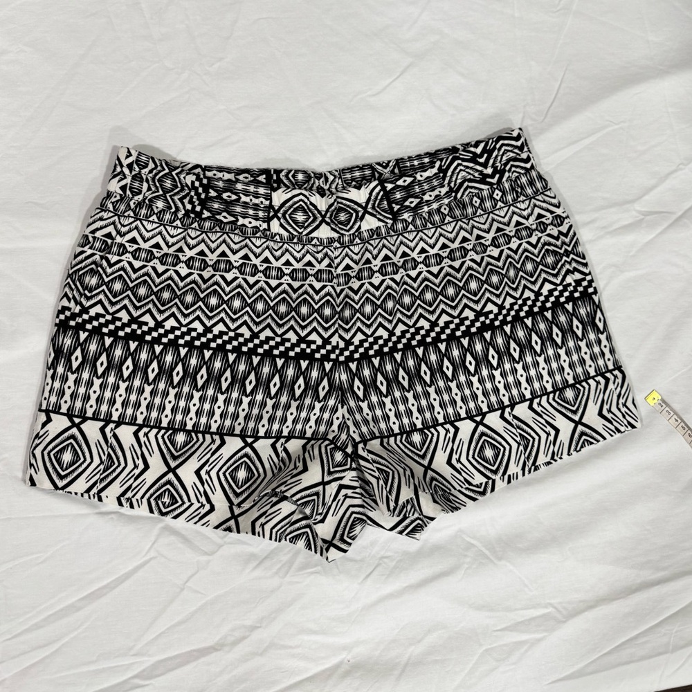 J. Crew Black and White High Waist Geometric Shorts